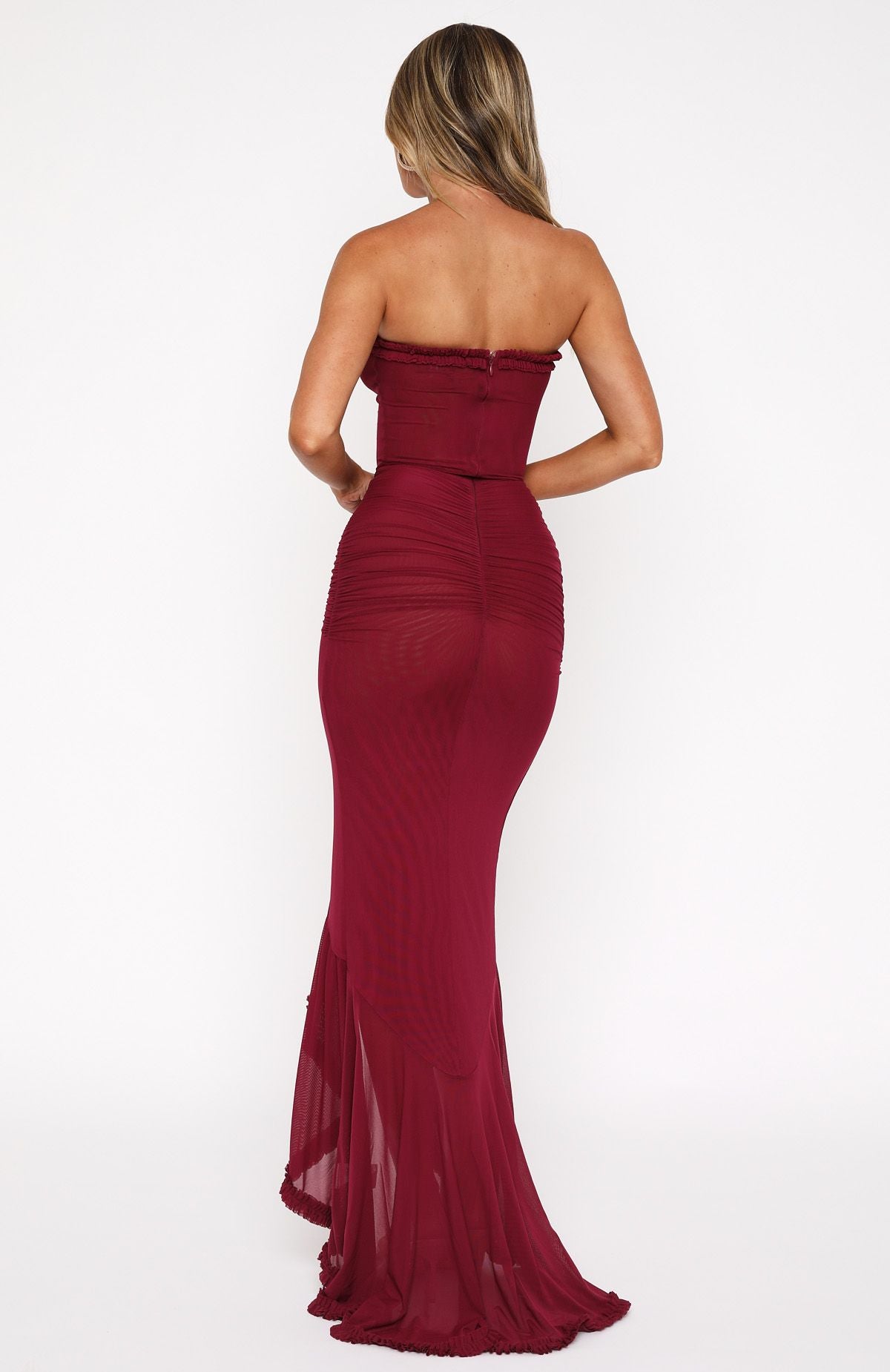 Velvet Ember Gown – Dark Burgundy